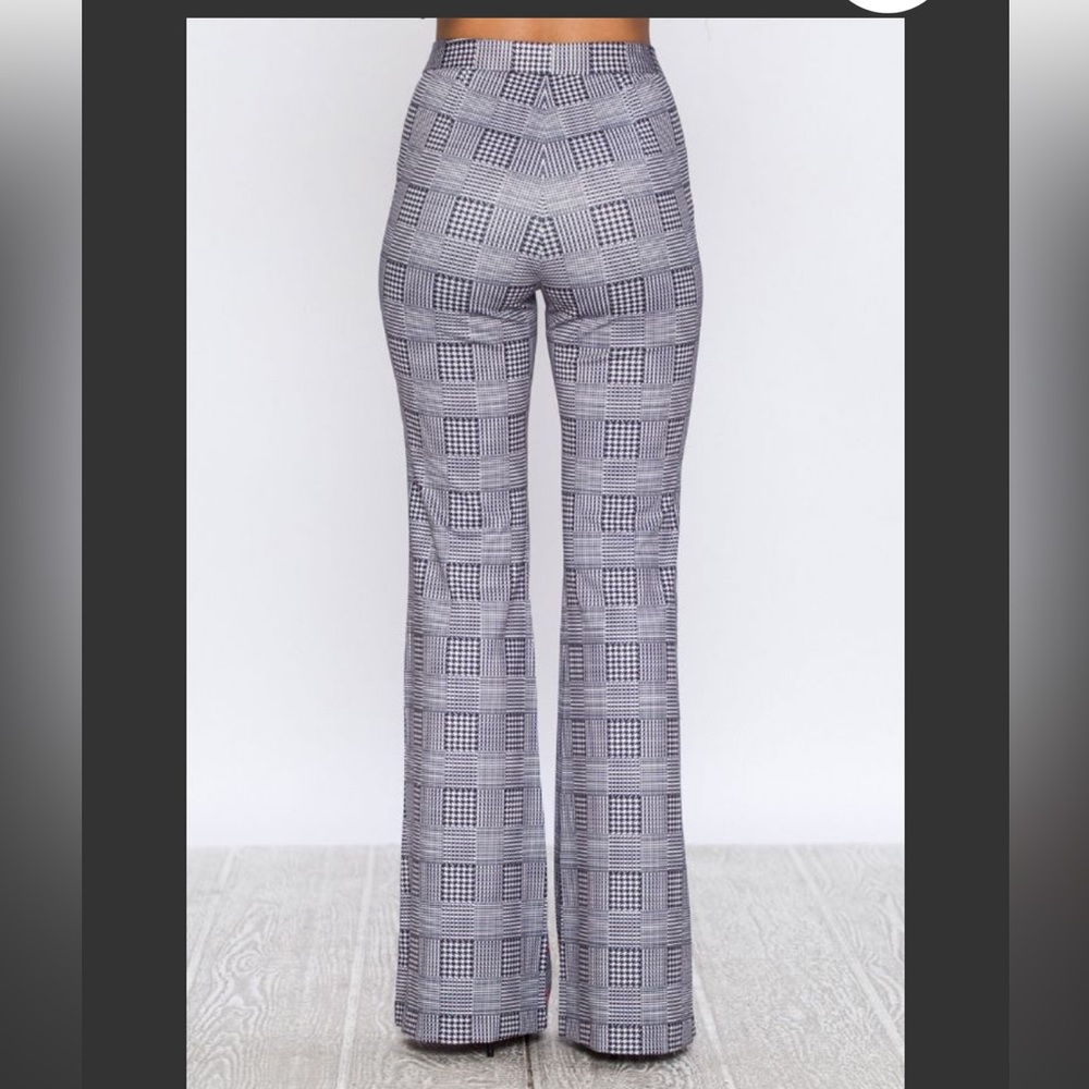 NEW Flying Tomato Plaid Flare Pants with Pink Floral Embroidery - Picture 4 of 5